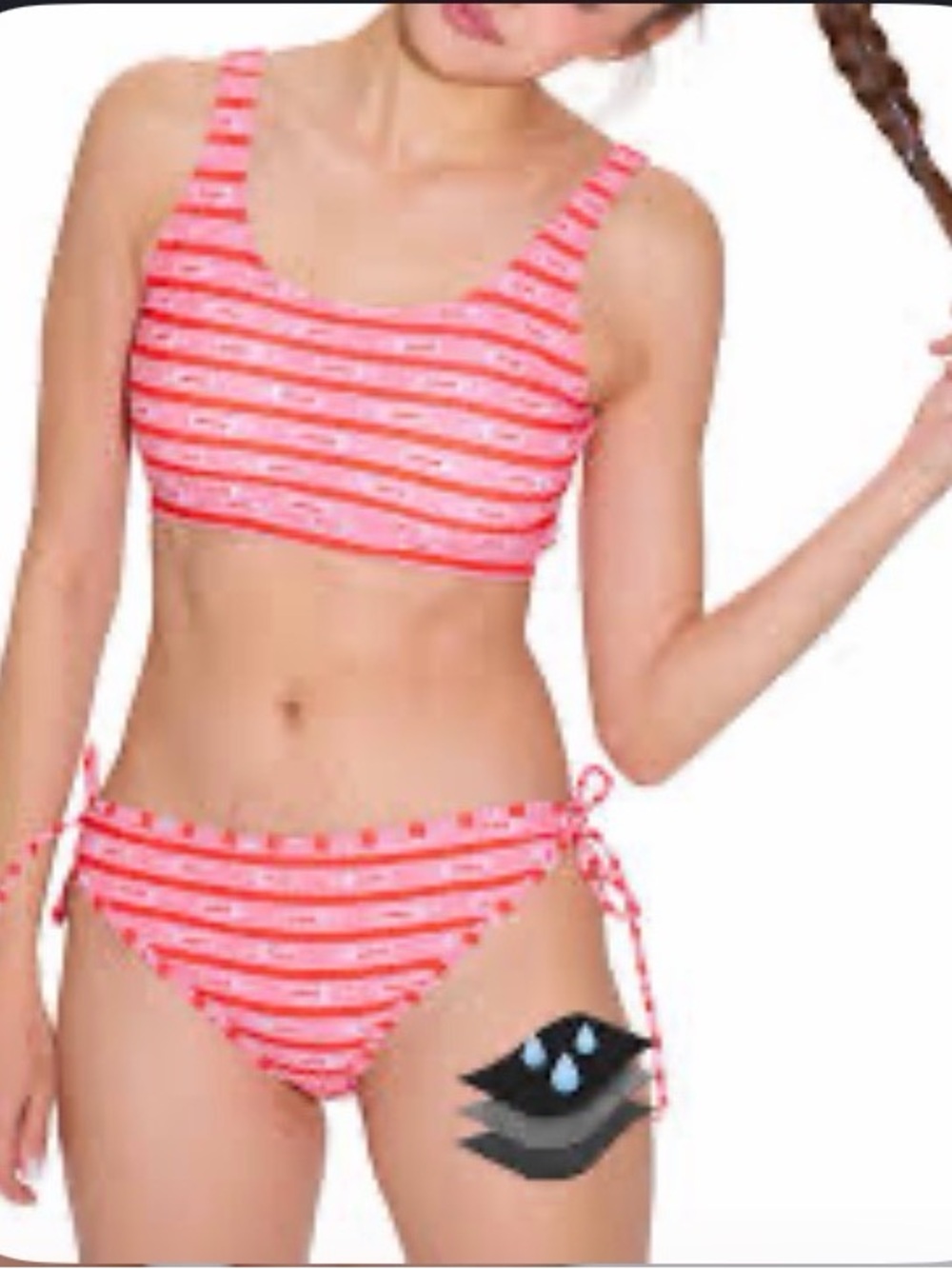 A.    Period Swimwear Two Piece Side-Ties Ultra-Thin Nicaragua NEW Orange stripe